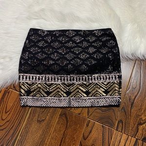 Express Black and Gold Sequin Skirt